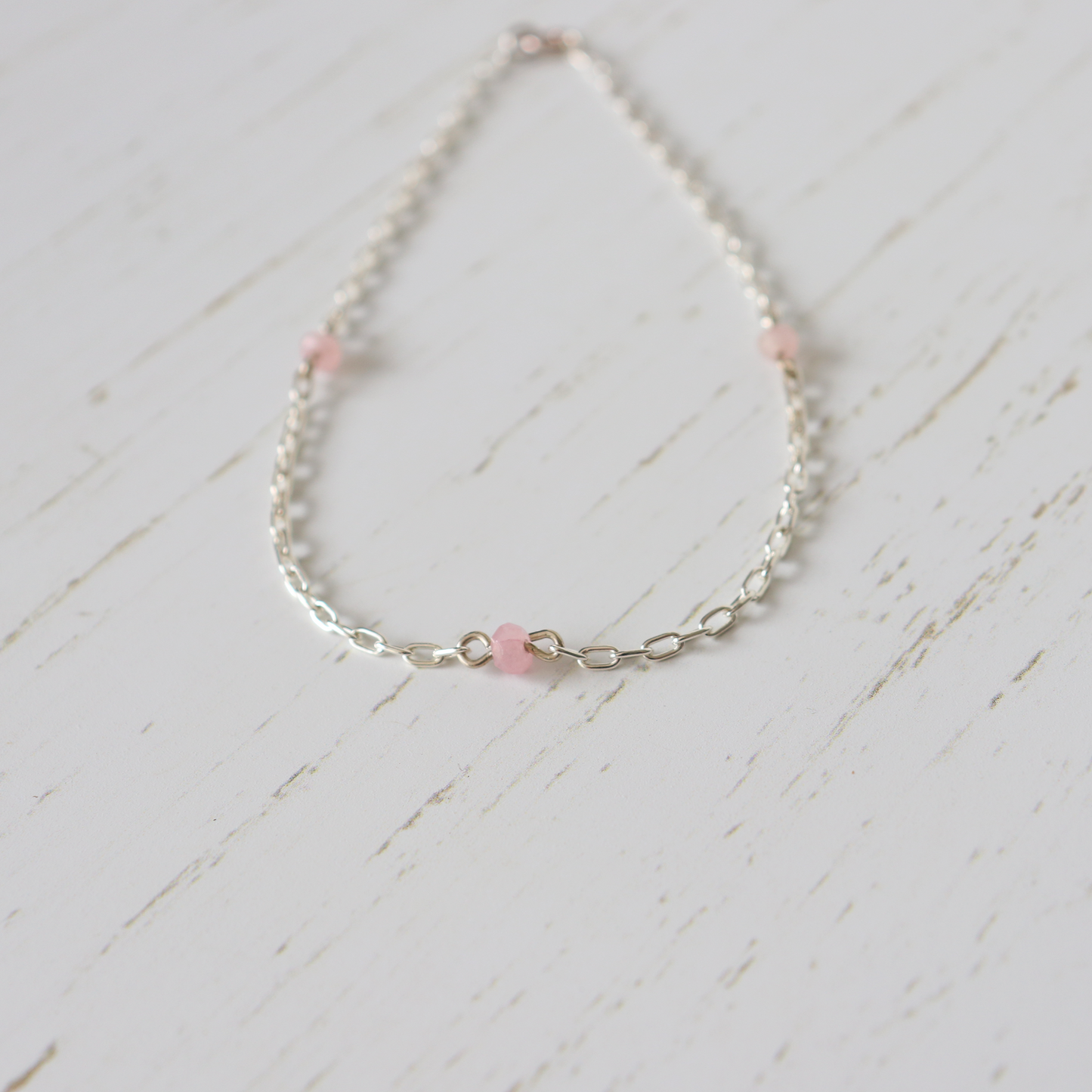 Rose Quartz Crystal Anklet - Aligned Gemini Co