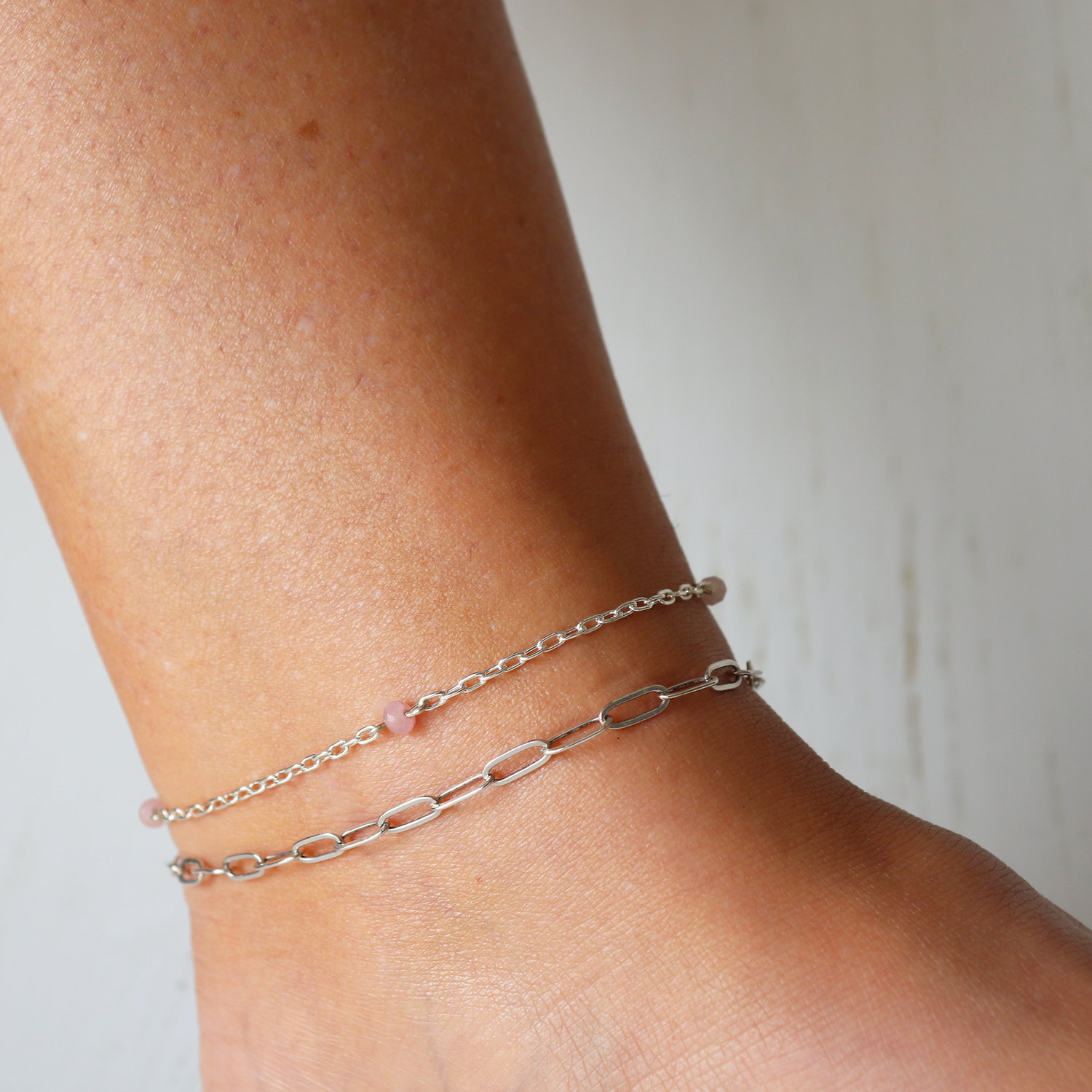 Rose Quartz Crystal Anklet - Aligned Gemini Co