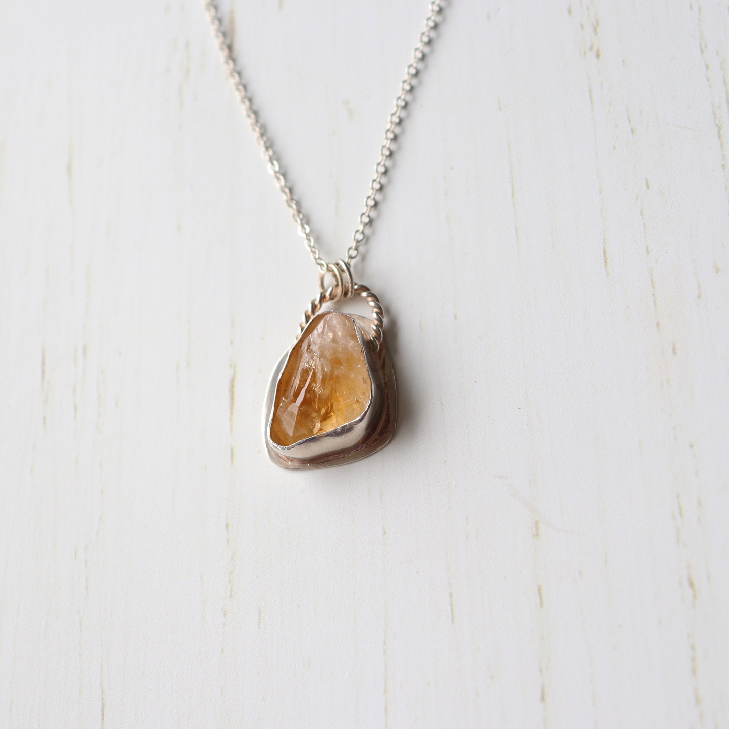 Citrine Raw Crystal Necklace - Bezel Set - Aligned Gemini Co