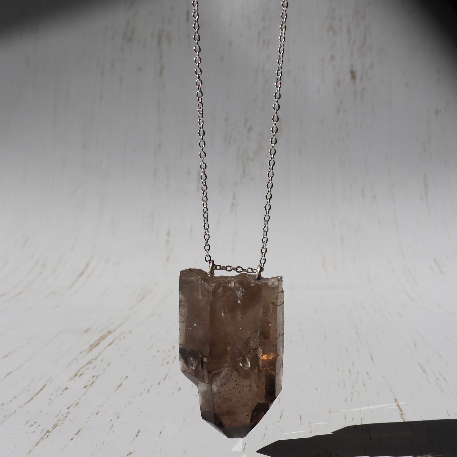 Double drilled Smoky Quartz Crystal Necklace - Aligned Gemini Co