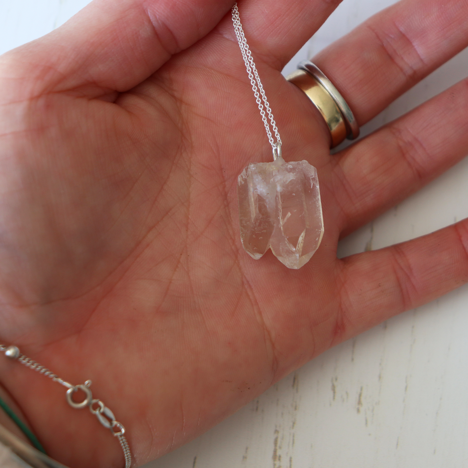 Clear Quartz double point Necklace - Aligned Gemini Co