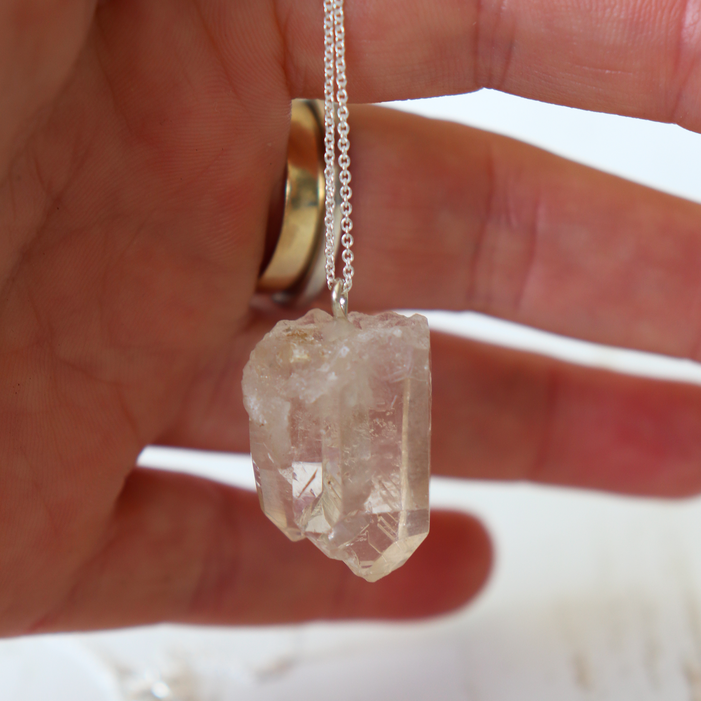 Clear Quartz double point Necklace - Aligned Gemini Co