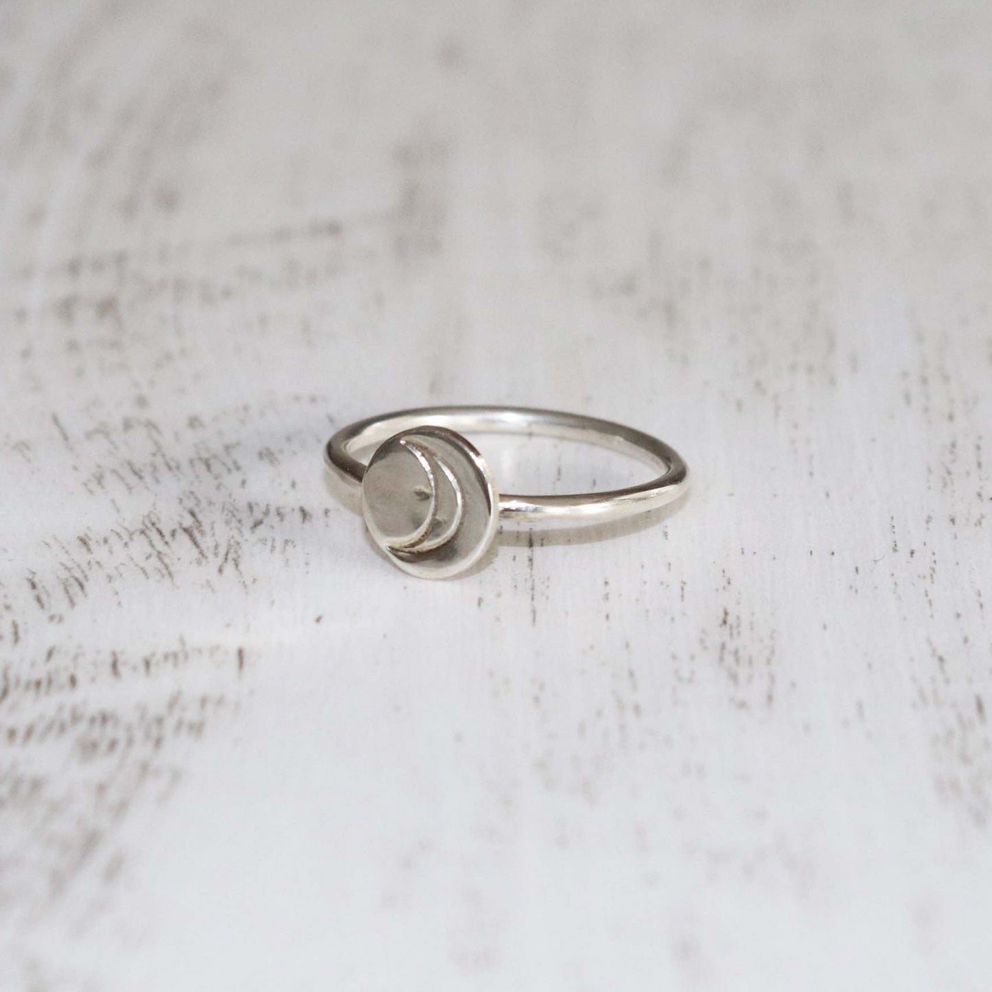 Crescent Moon Stamped Ring - Vintage Rose Handmade Jewellery