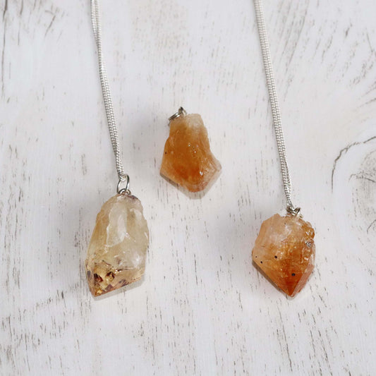 Citrine Crystal Necklace - Vintage Rose Handmade Jewellery