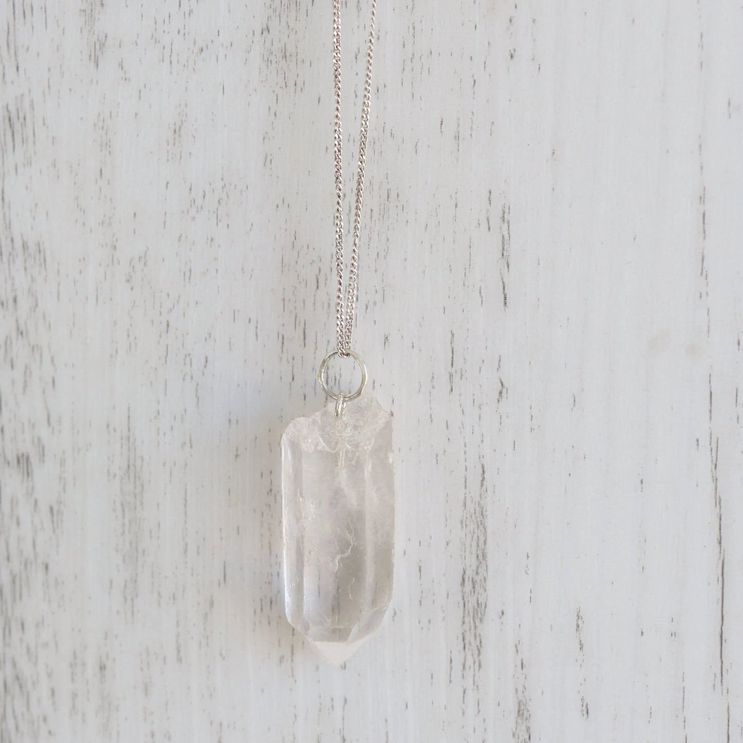 Clear Quartz Crystal Necklace - Vintage Rose Handmade Jewellery