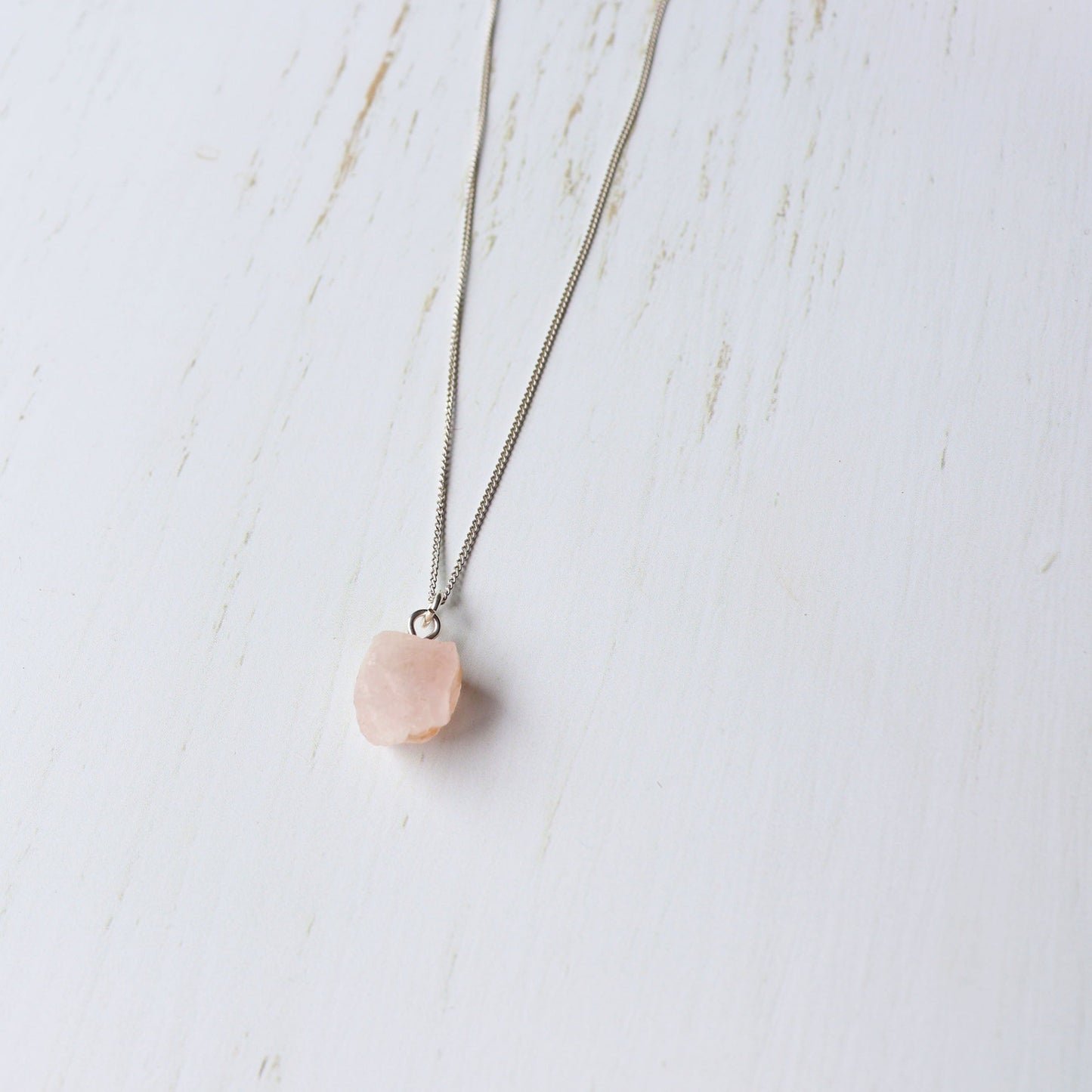 Rose Quartz Raw Crystal Necklace - Vintage Rose Handmade Jewellery